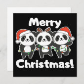 Panda Weihnachtsanimals Pandas Merry Christmas Inv Einladung (Vorne/Hinten)