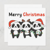 Panda Weihnachtsanimals Pandas Merry Christmas Inv Einladung (Vorne/Hinten)