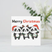 Panda Weihnachtsanimals Pandas Merry Christmas Inv Einladung (Stehend Vorderseite)