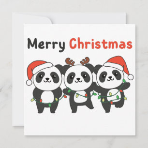 Panda Weihnachtsanimals Pandas Merry Christmas Inv Einladung