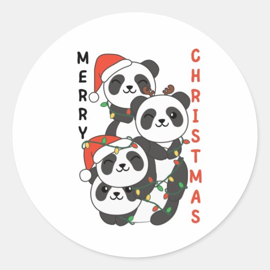 Panda Weihnachtsbaum Weihnachtstiere Pandas Clas Runder Aufkleber (Vorderseite)