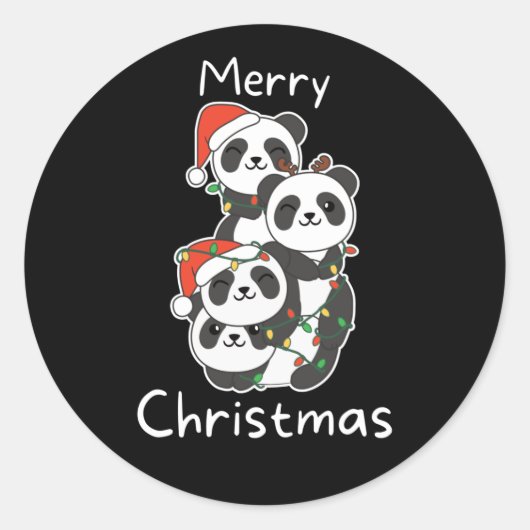 Panda Weihnachtsbaum Weihnachtstiere Pandas Clas Runder Aufkleber (Vorderseite)