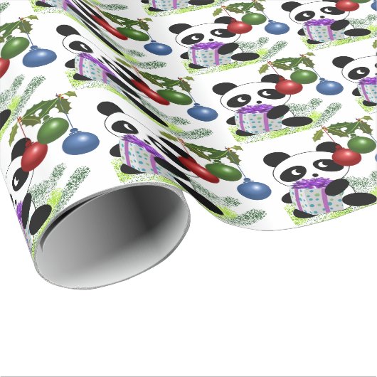 Panda Weihnachtsgeschenk Geschenkpapier (Rolleneckpunkt)