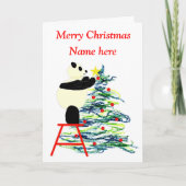 Panda Weihnachtskarte, Urlaubskarte Feiertagskarte (Vorderseite)