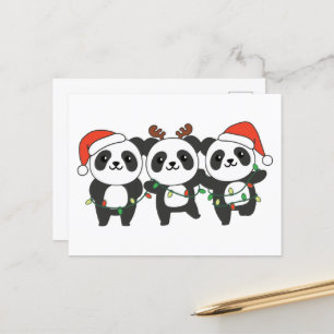 Panda Weihnachtslebewesen Niedlich Pandas Holi Feiertagspostkarte