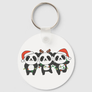 Panda Weihnachtslebewesen Niedlich Pandas Keyc Schlüsselanhänger