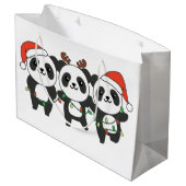 Panda Weihnachtslebewesen Niedlich Pandas Larg Große Geschenktüte (Rückseite Schrägansicht)