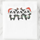 Panda Weihnachtslebewesen Niedlich Pandas Squa Rechteckiger Aufkleber (Tasche)