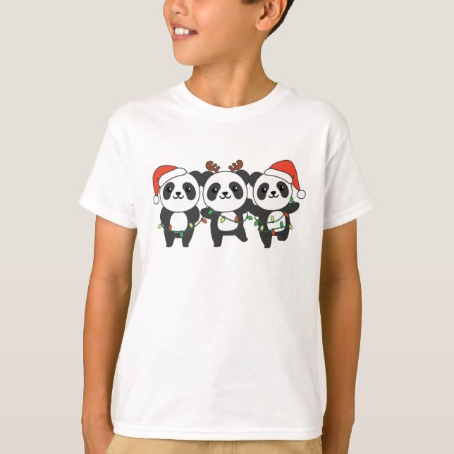 Panda Weihnachtslebewesen Niedlich Pandas T-Shirt (Vorderseite)