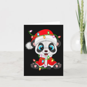 Panda-Weihnachtslichter-Santa-Kostüm Süßes Tier X Karte