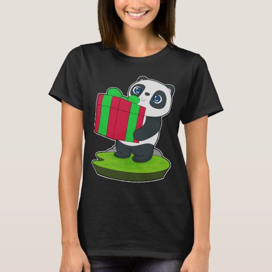 Panda Weihnachtspaket T-Shirt (Vorderseite)