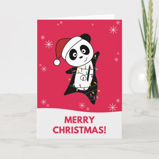 Panda Weihnachtsschnee Wintertiere Pandas Card Karte (Vorderseite)