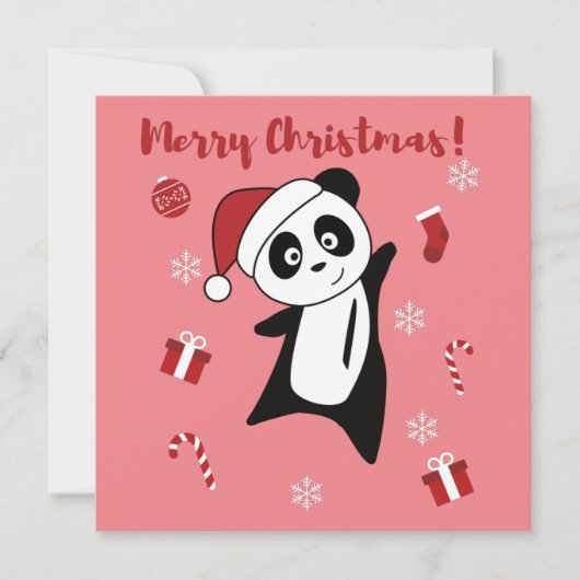 Panda Weihnachtsschnee Wintertiere Pandas Einladun Einladung (Vorderseite)
