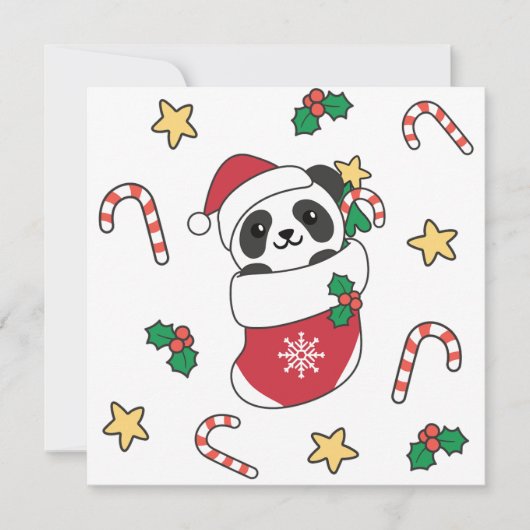 Panda Weihnachtsschnee Wintertiere Pandas Feiertagskarte (Vorderseite)