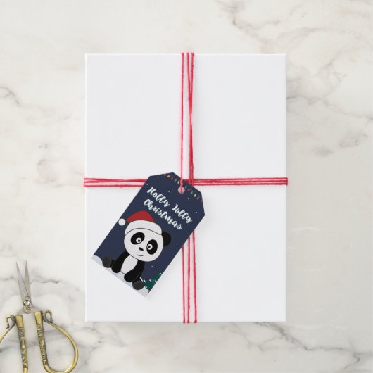 Panda Weihnachtsschnee Wintertiere Pandas Geschenk Geschenkanhänger (Mit Garn)