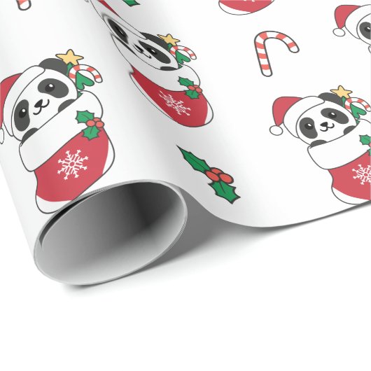 Panda Weihnachtsschnee Wintertiere Pandas Geschenkpapier (Rolleneckpunkt)