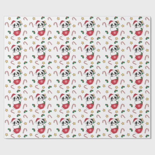 Panda Weihnachtsschnee Wintertiere Pandas Geschenkpapier (Flach)