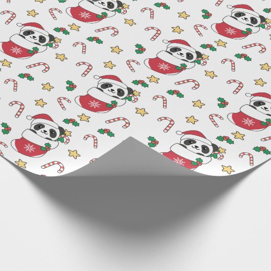 Panda Weihnachtsschnee Wintertiere Pandas Geschenkpapier (Ecke)