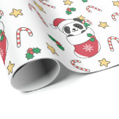 Panda Weihnachtsschnee Wintertiere Pandas Geschenkpapier (Rolleneckpunkt)