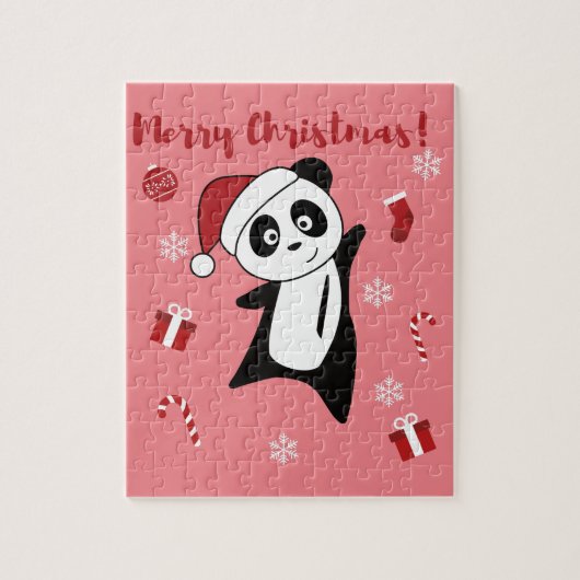 Panda Weihnachtsschnee Wintertiere Pandas Jigsaw Puzzle (Vertikal)