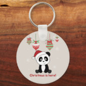 Panda Weihnachtsschnee Wintertiere Pandas Keychai Schlüsselanhänger (Vorderseite)