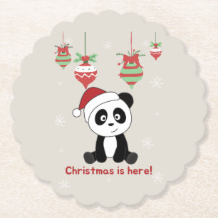 Panda Weihnachtsschnee Wintertiere Pandas Papier C Untersetzer