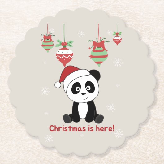 Panda Weihnachtsschnee Wintertiere Pandas Papier C Untersetzer (Vorderseite)