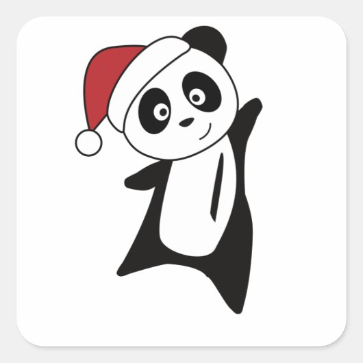 Panda Weihnachtsschnee Wintertiere Pandas Quadratischer Aufkleber (Vorderseite)