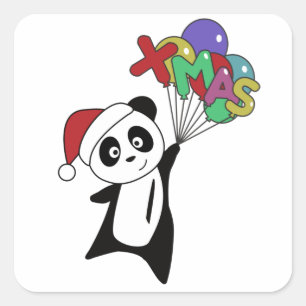 Panda Weihnachtsschnee Wintertiere Pandas Quadratischer Aufkleber