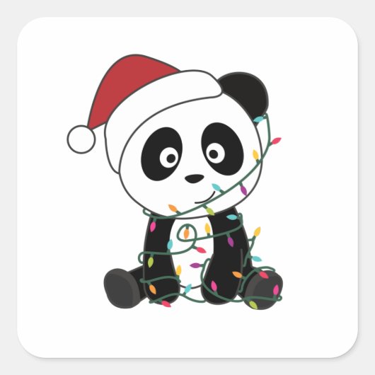 Panda Weihnachtsschnee Wintertiere Pandas Quadratischer Aufkleber (Vorderseite)