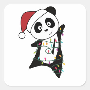 Panda Weihnachtsschnee Wintertiere Pandas Quadratischer Aufkleber