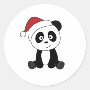 Panda Weihnachtsschnee Wintertiere Pandas Runder Aufkleber