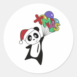 Panda Weihnachtsschnee Wintertiere Pandas Runder Aufkleber
