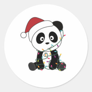 Panda Weihnachtsschnee Wintertiere Pandas Runder Aufkleber
