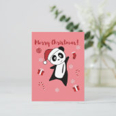 Panda Weihnachtsschnee Wintertiere Pandas Urlaub Feiertagspostkarte (Stehend Vorderseite)