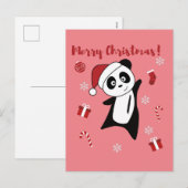 Panda Weihnachtsschnee Wintertiere Pandas Urlaub Feiertagspostkarte (Vorne/Hinten)