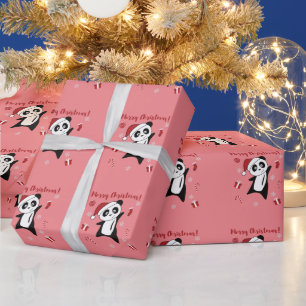 Panda Weihnachtsschnee Wintertiere Pandas Wrappin Geschenkpapier