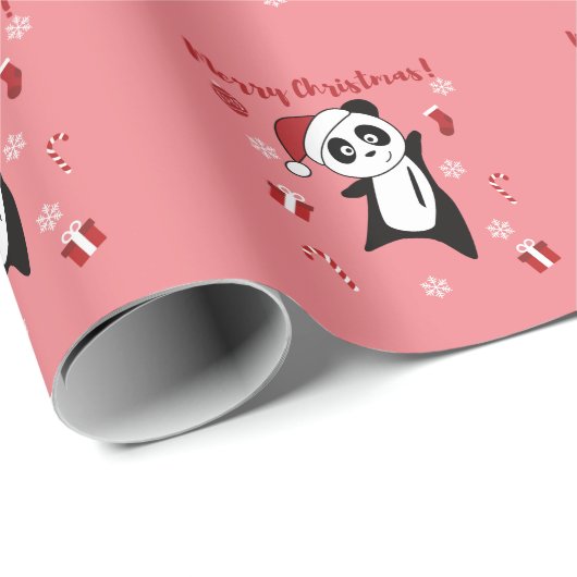 Panda Weihnachtsschnee Wintertiere Pandas Wrappin Geschenkpapier (Rolleneckpunkt)