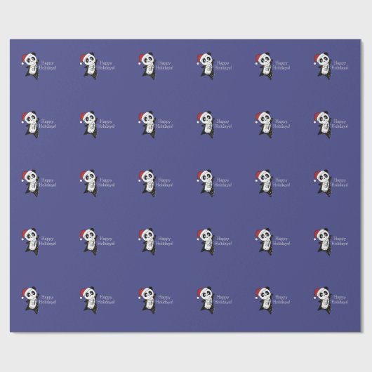 Panda Weihnachtsschnee Wintertiere Pandas Wrappin Geschenkpapier (Flach)