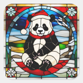 Panda-Weihnachtssticker Quadratischer Aufkleber