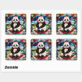 Panda-Weihnachtssticker Quadratischer Aufkleber (Blatt)