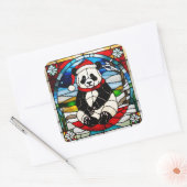 Panda-Weihnachtssticker Quadratischer Aufkleber (Umschlag)