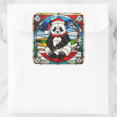 Panda-Weihnachtssticker Quadratischer Aufkleber (Tasche)
