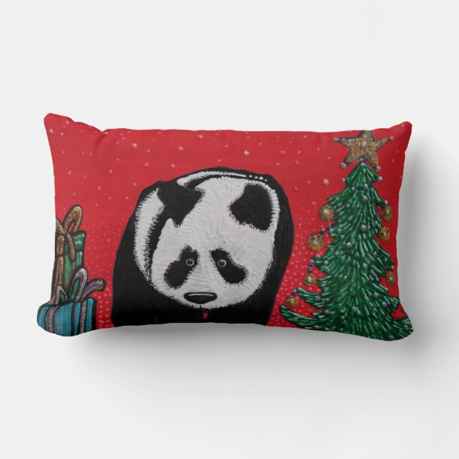 Panda-WeihnachtsWurfs-Kissen Lendenkissen (Vorderseite)