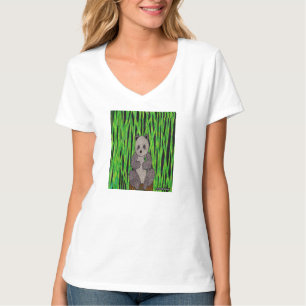 Panda (weiß) - V-Neck-T - Shirt für Frauen