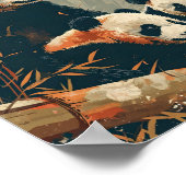 Panda & Welpen: Vintag Poster (Ecke)