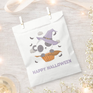 Panda Witch Hat Broom Happy Halloween Geschenktütchen