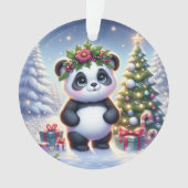  Panda with Holly Crown & Candy Canes Ornament (Vorderseite)
