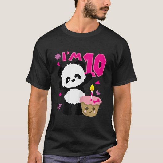 Panda With Kawaii Cake 10 Py T-Shirt (Vorderseite)