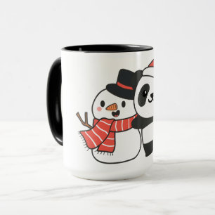 Panda With Snowman In Winter For Christmas Tasse